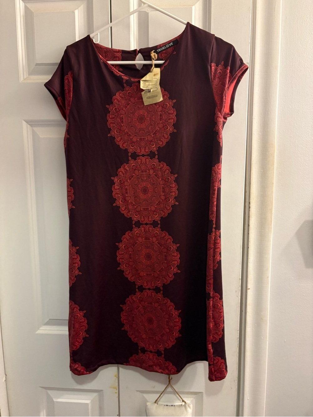 Women's Red Medallion Shift Dress made in Greece